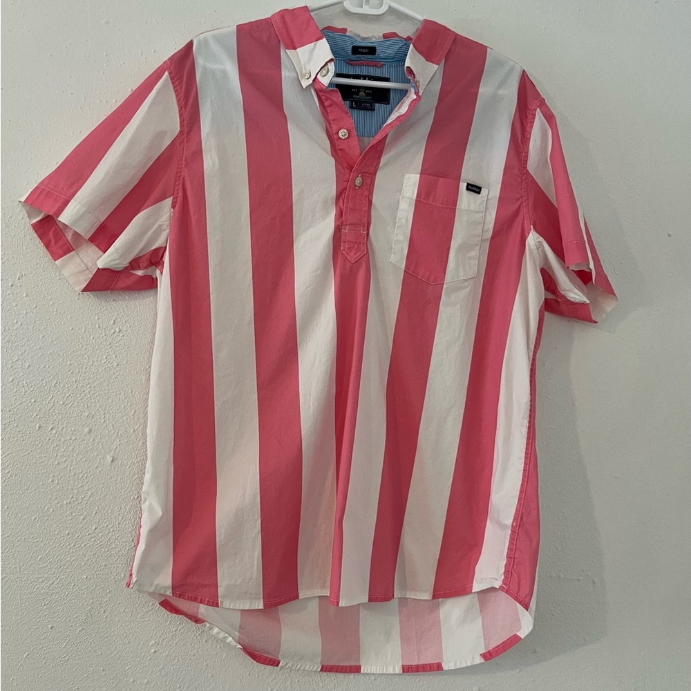 chubbies Pink & White Vertical Stripe Short-Sleeve Button Shirt